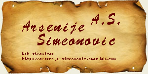 Arsenije Simeonović vizit kartica
